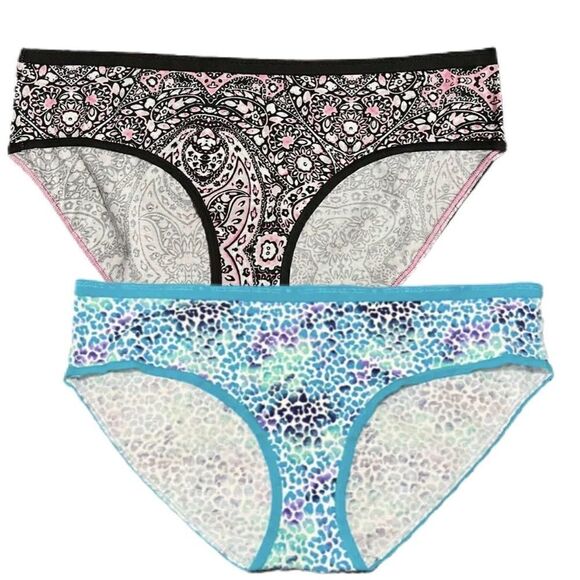 Victoria’s Secret Set of 2 Stretch Cotton Hiphugger Panty Multicolor X-arge - Picture 1 of 7
